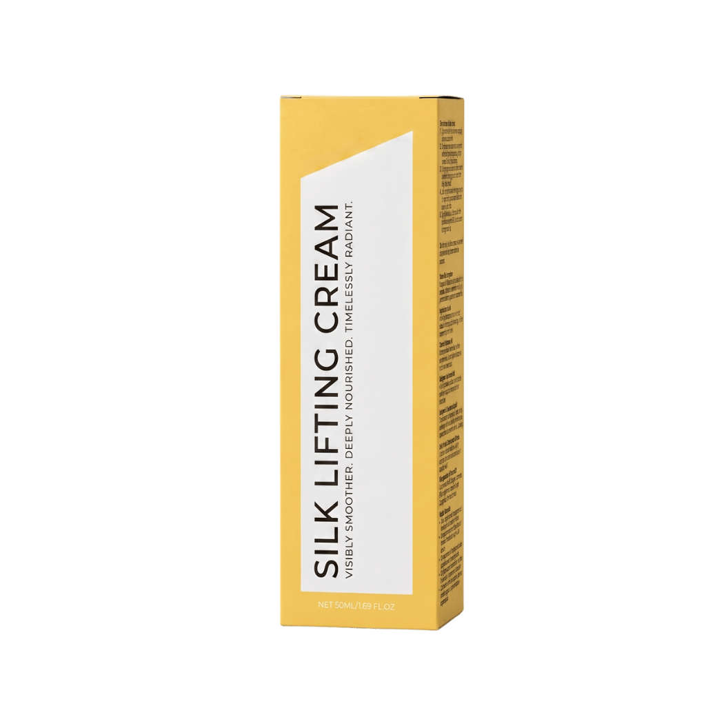 Silk Lifting Cream packaging showcasing its firming and smoothing properties for a polished skin appearance.