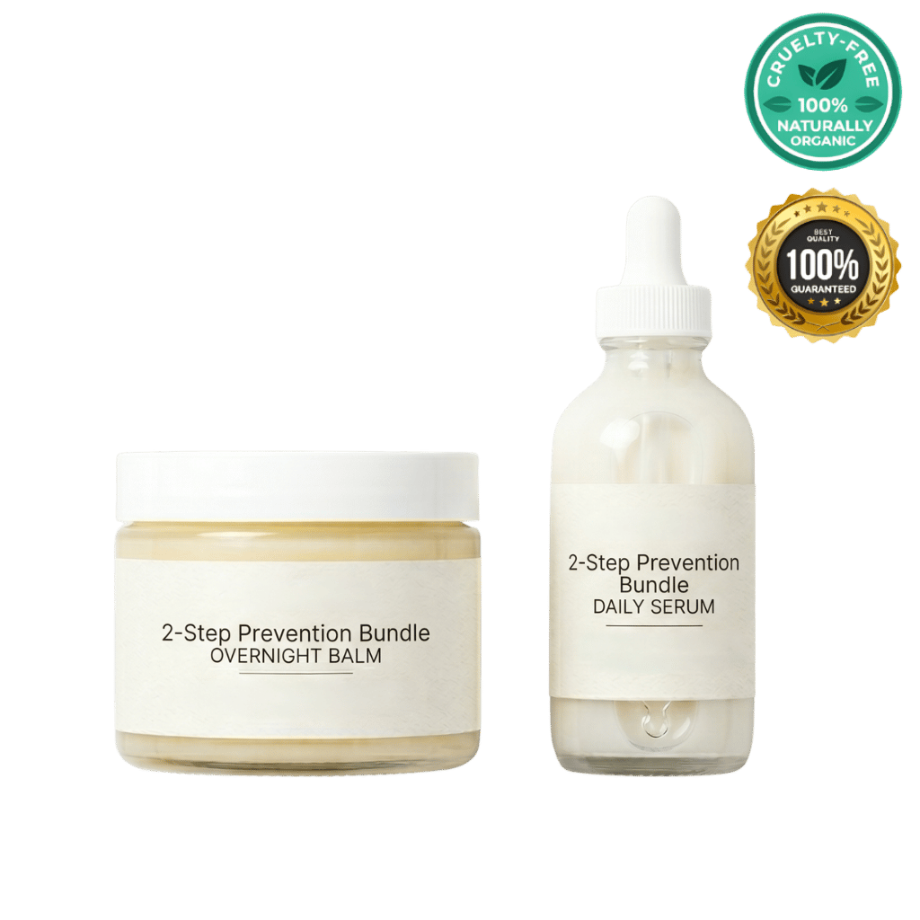 2-Step Prevention Bundle featuring Overnight Balm and Daily Serum for nourished and refreshed skin.