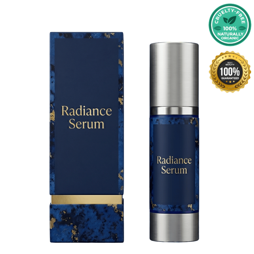 Radiance Serum packaging and bottle, a skincare product for a radiant complexion.