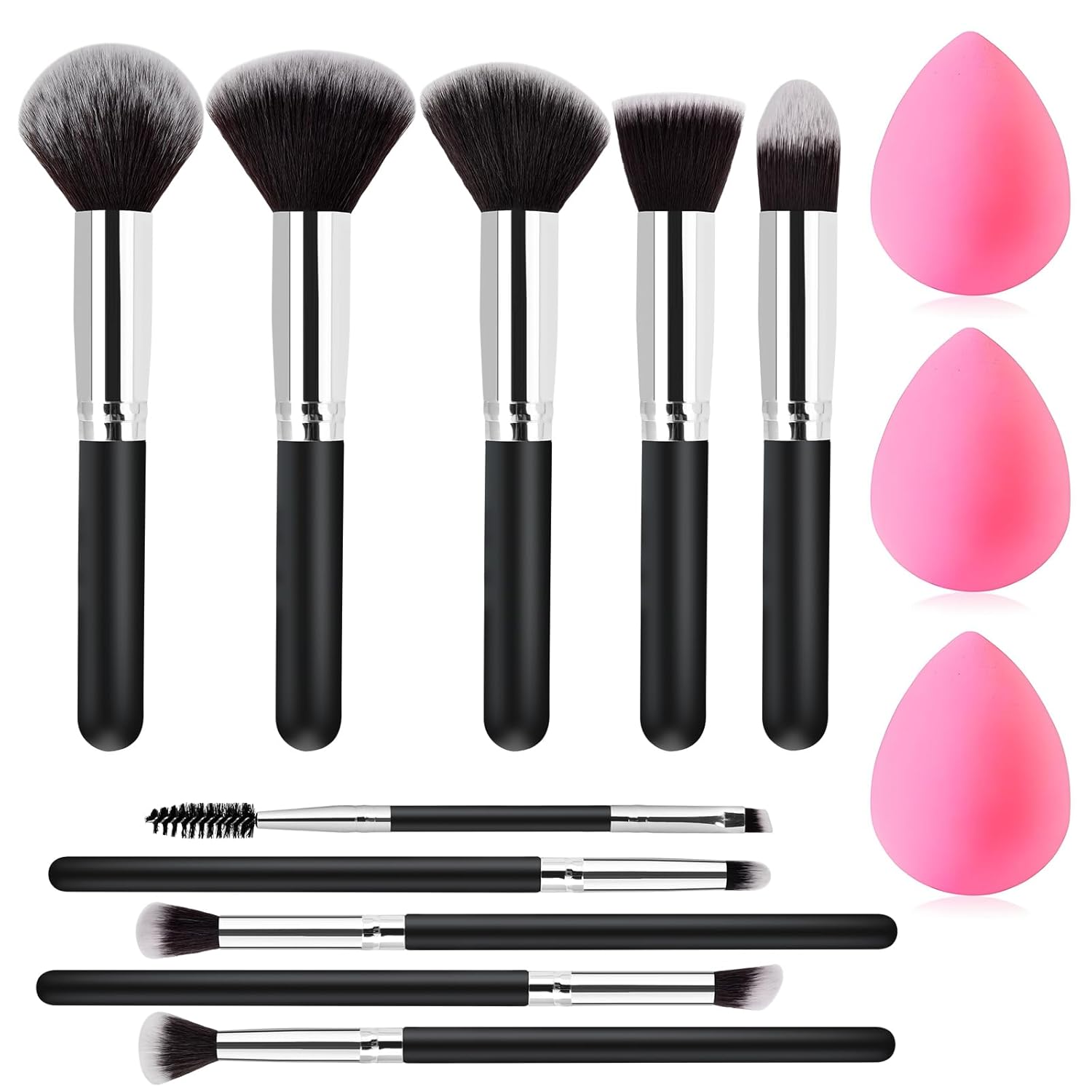 13-Piece Professional Makeup Brush Set including various brushes and sponges for flawless application.