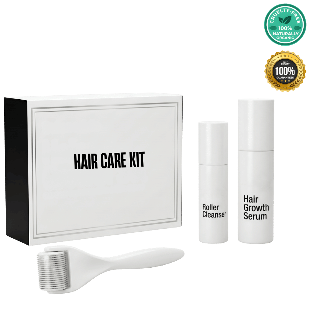 Hair Care Kit featuring Roller Cleanser and Hair Growth Serum for smooth and shiny hair.