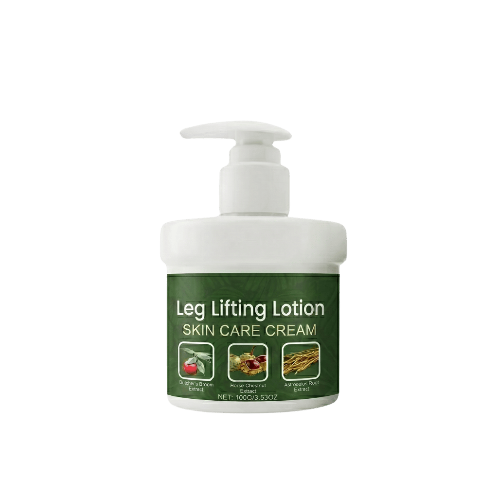 Leg Lifting Lotion bottle featuring skin care cream for smoother, firmer, and lifted-looking skin in an easy-to-use pump.