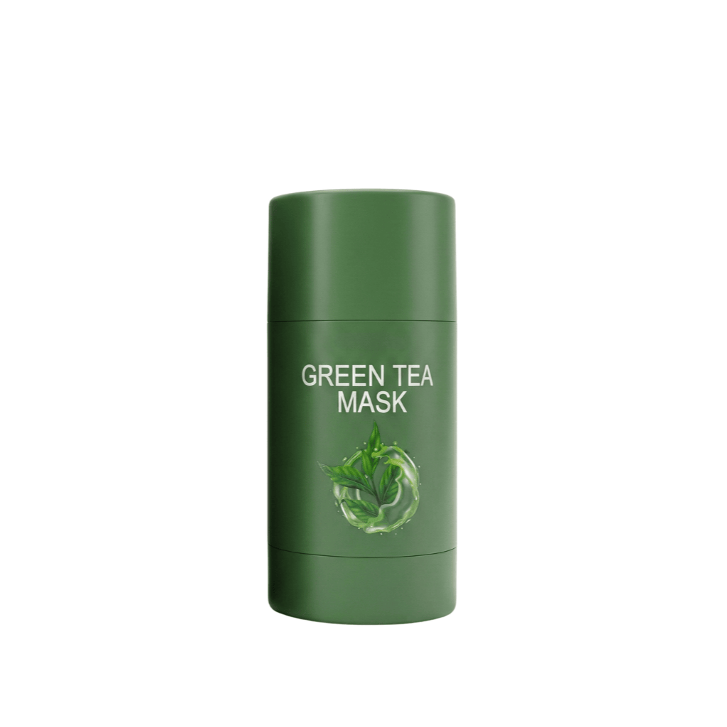Green Tea Silk Mask Stick in green packaging with herbal design, ideal for refreshing skincare routines.