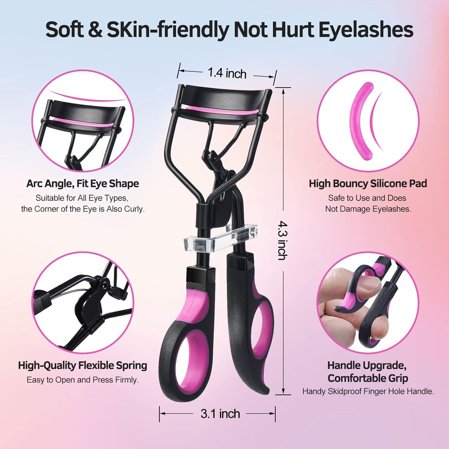 Eyelash Extension Separator Tool with soft silicone pad and ergonomic design for curling eyelashes safely.
