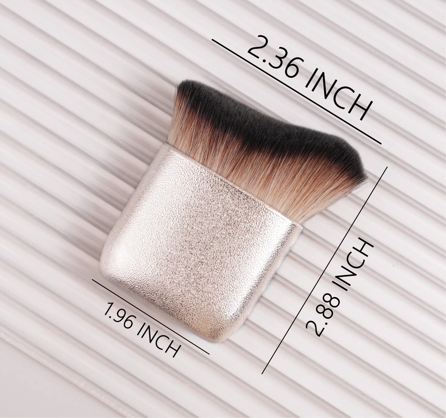 Flat Makeup Brush shown with dimensions, featuring premium synthetic bristles for flawless makeup application.