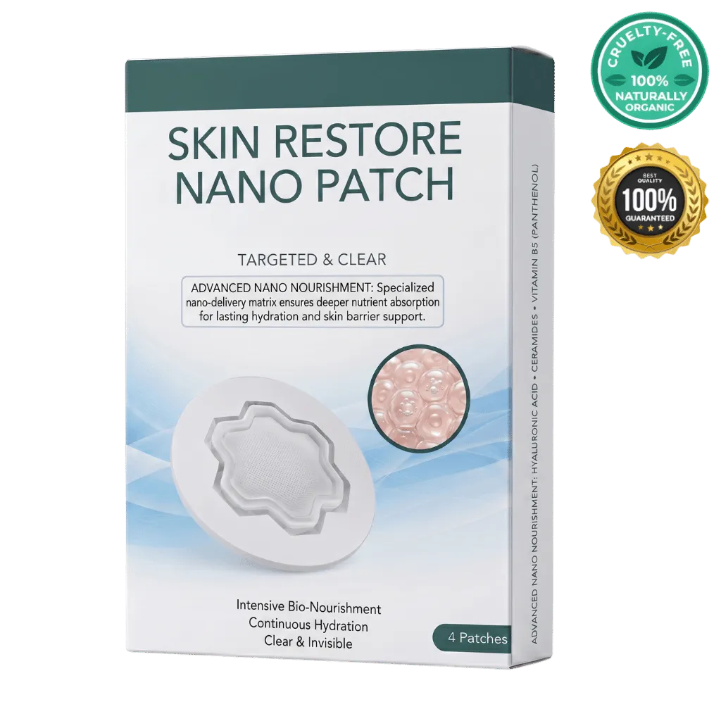Luxe Skin Restore Nano Patch packaging featuring advanced nano nourishment for hydration and skin support.