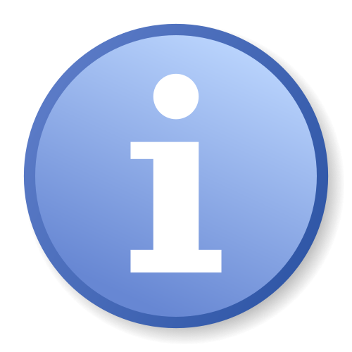 Circular blue information icon with a white letter 'i' in the center.